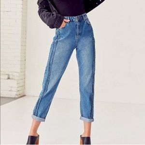 URBN BDG high rise mom jeans with stripe down side